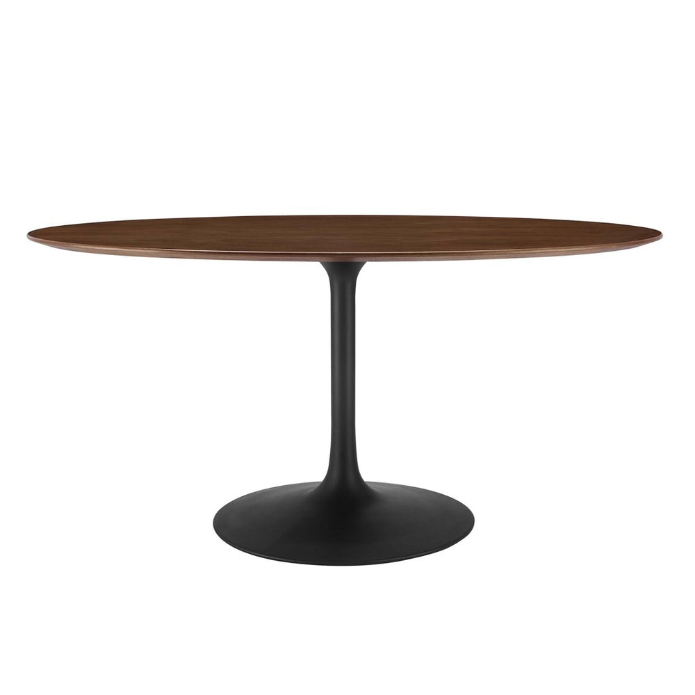 Modway Furniture Lippa 60" Oval Walnut Wood Dining Table - Mid-Century Modern Design for Stylish Gatherings & Comfort EEI-3543-BLK-WAL