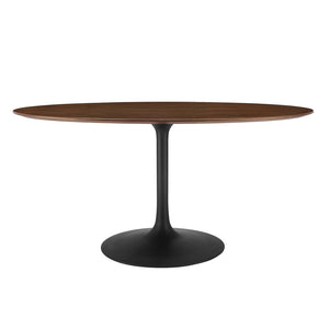 Modway Furniture Lippa 60" Oval Walnut Wood Dining Table - Mid-Century Modern Design for Stylish Gatherings & Comfort EEI-3543-BLK-WAL