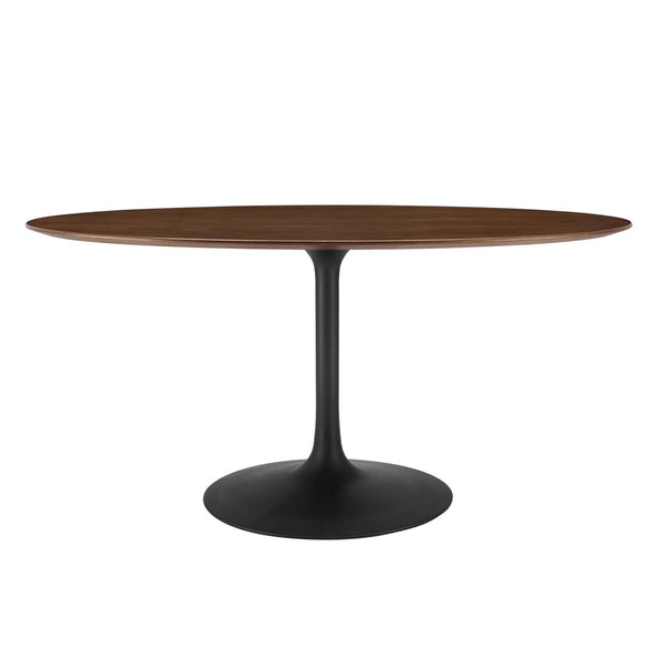 Modway Furniture Lippa 60" Oval Walnut Wood Dining Table - Mid-Century Modern Design for Stylish Gatherings & Comfort EEI-3543-BLK-WAL