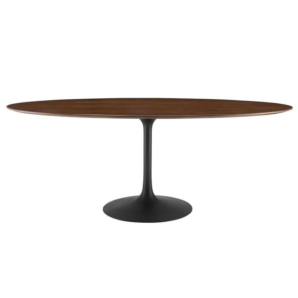 Modway Furniture Lippa 78" Oval Walnut Wood Dining Table - Mid-Century Elegance for 8, Durable Pedestal Design EEI-3544-BLK-WAL