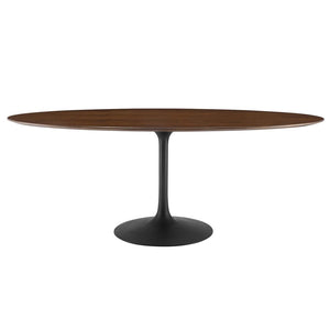 Modway Furniture Lippa 78" Oval Walnut Wood Dining Table - Mid-Century Elegance for 8, Durable Pedestal Design EEI-3544-BLK-WAL