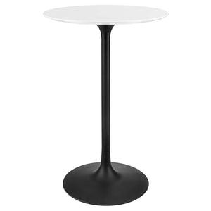 Modway Furniture Lippa 28" Round Bar Table - Mid-Century Modern Design, High-Gloss Finish, Durable Metal Base EEI-3545-BLK-WHI
