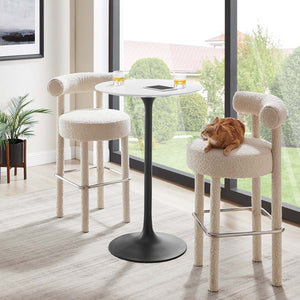 Modway Furniture Lippa 28" Round Bar Table - Mid-Century Modern Design, High-Gloss Finish, Durable Metal Base EEI-3545-BLK-WHI