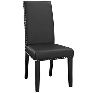 Modway Furniture Parcel Vinyl Dining Side Chair Set of 2 - Chic Faux Leather, Nail-Head Trim & Foam Padding Comfort EEI-3553-BLK