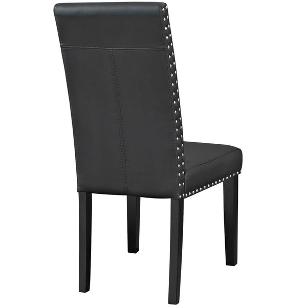 Modway Furniture Parcel Vinyl Dining Side Chair Set of 2 - Chic Faux Leather, Nail-Head Trim & Foam Padding Comfort EEI-3553-BLK