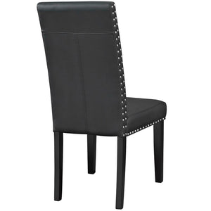 Modway Furniture Parcel Dining Side Chair Set of 4 - Modern Faux Leather with Nail-Head Trim for Timeless Elegance EEI-3554-BLK