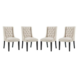 Modway Furniture Baronet Fabric Dining Chair Set of 4 - Elegant Button Tufted Design with Plush Comfort & Style Beige EEI-3558-BEI
