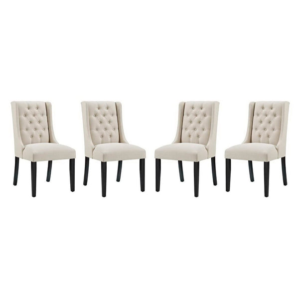 Modway Furniture Baronet Fabric Dining Chair Set of 4 - Elegant Button Tufted Design with Plush Comfort & Style Beige EEI-3558-BEI