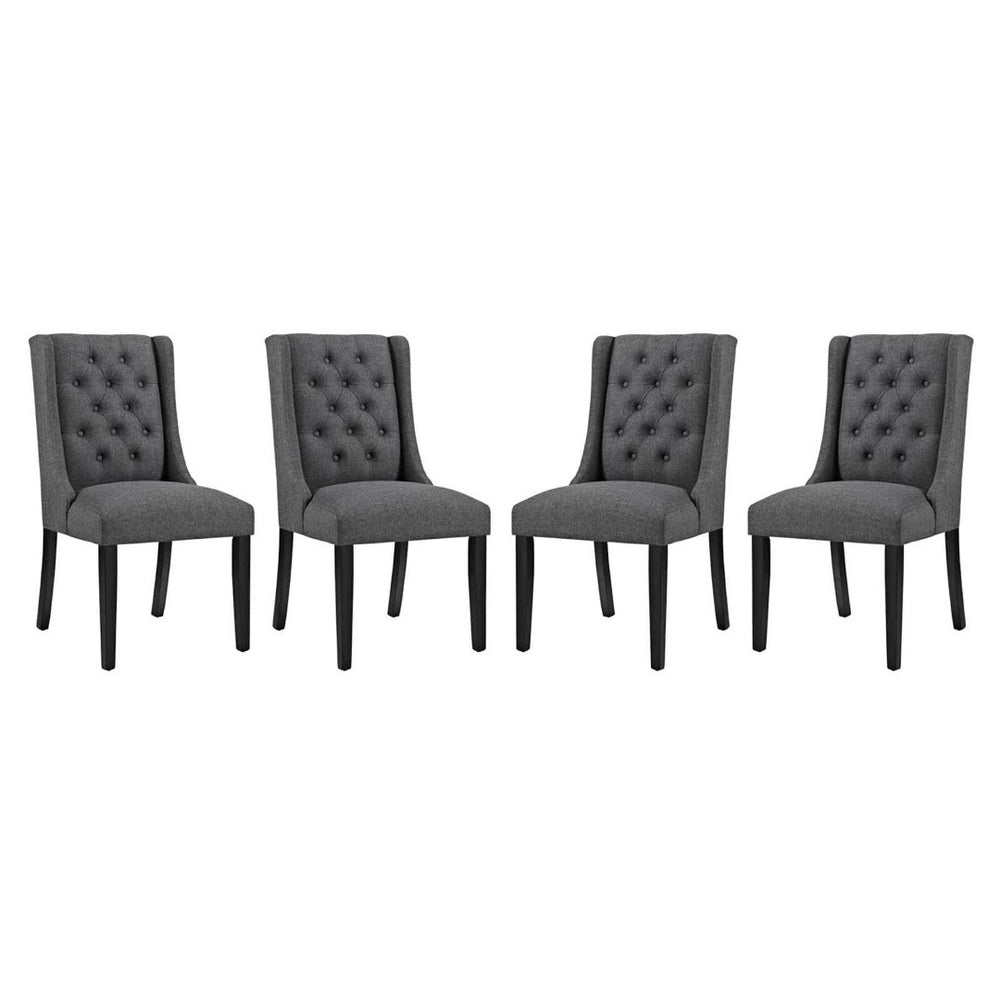 Modway Furniture Baronet Fabric Dining Chair Set of 4 - Elegant Button Tufted Design with Plush Comfort & Style Gray EEI-3558-GRY