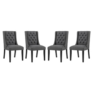 Modway Furniture Baronet Fabric Dining Chair Set of 4 - Elegant Button Tufted Design with Plush Comfort & Style Gray EEI-3558-GRY