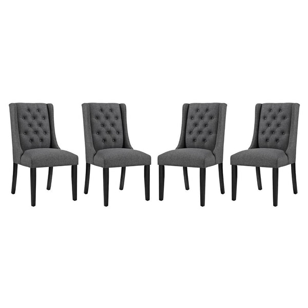 Modway Furniture Baronet Fabric Dining Chair Set of 4 - Elegant Button Tufted Design with Plush Comfort & Style Gray EEI-3558-GRY