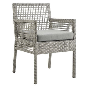 Modway Furniture Aura Outdoor Patio Wicker Dining Armchair Set of 2 – Stylish Comfort for All-Weather Relaxation Gray Gray EEI-3561-GRY-GRY