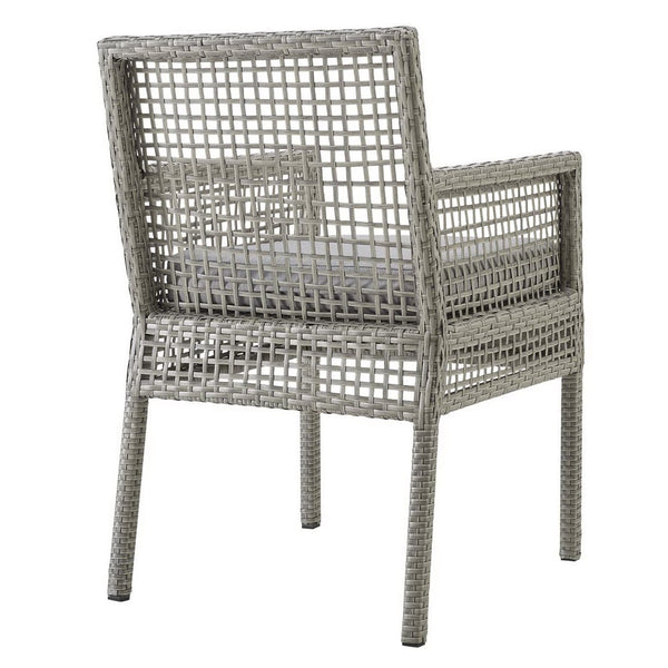 Modway Furniture Aura Outdoor Patio Wicker Dining Armchair Set of 2 – Stylish Comfort for All-Weather Relaxation Gray Gray EEI-3561-GRY-GRY