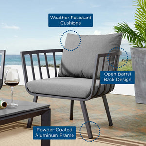 Modway Furniture Riverside Outdoor Patio Aluminum Armchair – Stylish All-Weather Seating for Modern Outdoor Spaces Gray Charcoal EEI-3566-SLA-CHA