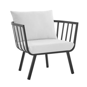 Modway Furniture Riverside Outdoor Patio Aluminum Armchair – Stylish All-Weather Seating for Modern Outdoor Spaces Gray White EEI-3566-SLA-WHI