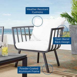 Modway Furniture Riverside Outdoor Patio Aluminum Armchair – Stylish All-Weather Seating for Modern Outdoor Spaces Gray White EEI-3566-SLA-WHI