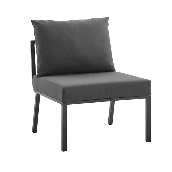 Modway Furniture Riverside Outdoor Patio Aluminum Armless Chair - Stylish Gray Charcoal, All-Weather Comfort & Durability EEI-3567-SLA-CHA