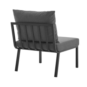Modway Furniture Riverside Outdoor Patio Aluminum Armless Chair - Stylish Gray Charcoal, All-Weather Comfort & Durability EEI-3567-SLA-CHA