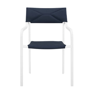 Modway Furniture Raleigh Stackable Outdoor Dining Armchair - Durable Aluminum, Comfortable Foam, UV-Resistant Fabric EEI-3573-WHI-NAV