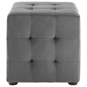 Modway Furniture Contour Tufted Cube Ottoman in Performance Velvet - Elegant, Stain-Resistant Accent for Any Room Gray EEI-3577-GRY