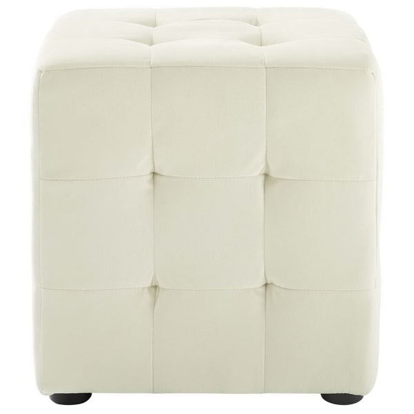 Modway Furniture Contour Tufted Cube Ottoman in Performance Velvet - Elegant, Stain-Resistant Accent for Any Room Ivory EEI-3577-IVO