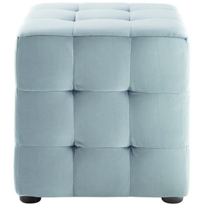 Modway Furniture Contour Tufted Cube Ottoman in Performance Velvet - Elegant, Stain-Resistant Accent for Any Room Light Blue EEI-3577-LBU