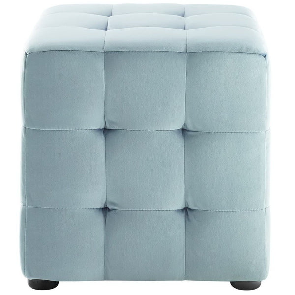 Modway Furniture Contour Tufted Cube Ottoman in Performance Velvet - Elegant, Stain-Resistant Accent for Any Room Light Blue EEI-3577-LBU