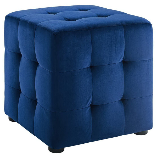 Modway Furniture Contour Tufted Cube Ottoman in Performance Velvet - Elegant, Stain-Resistant Accent for Any Room Navy EEI-3577-NAV