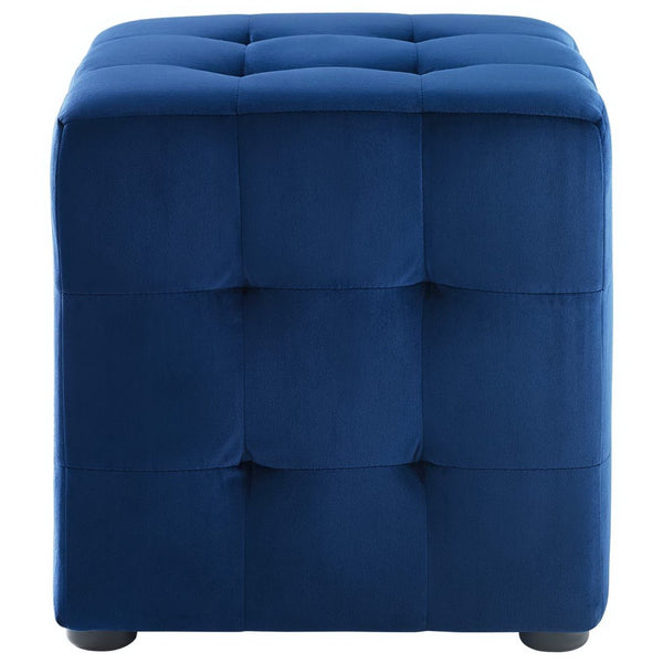Modway Furniture Contour Tufted Cube Ottoman in Performance Velvet - Elegant, Stain-Resistant Accent for Any Room Navy EEI-3577-NAV