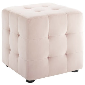 Modway Furniture Contour Tufted Cube Ottoman in Performance Velvet - Elegant, Stain-Resistant Accent for Any Room Pink EEI-3577-PNK