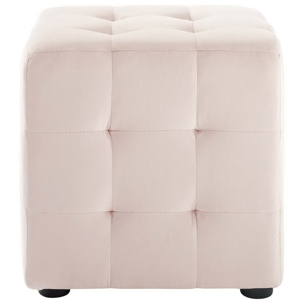 Modway Furniture Contour Tufted Cube Ottoman in Performance Velvet - Elegant, Stain-Resistant Accent for Any Room Pink EEI-3577-PNK