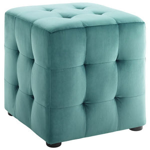 Modway Furniture Contour Tufted Cube Ottoman in Performance Velvet - Elegant, Stain-Resistant Accent for Any Room Teal EEI-3577-TEA