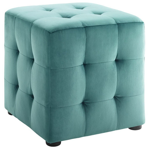 Modway Furniture Contour Tufted Cube Ottoman in Performance Velvet - Elegant, Stain-Resistant Accent for Any Room Teal EEI-3577-TEA