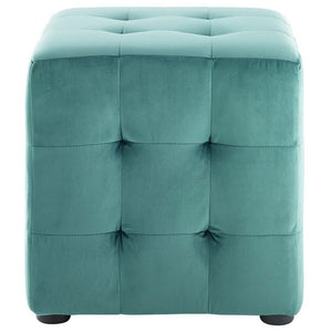 Modway Furniture Contour Tufted Cube Ottoman in Performance Velvet - Elegant, Stain-Resistant Accent for Any Room Teal EEI-3577-TEA