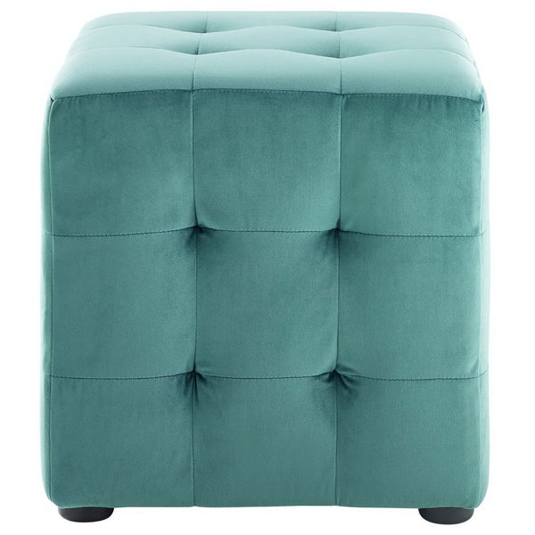 Modway Furniture Contour Tufted Cube Ottoman in Performance Velvet - Elegant, Stain-Resistant Accent for Any Room Teal EEI-3577-TEA