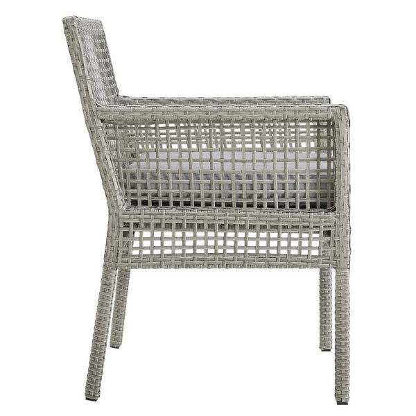 Modway Furniture Aura Outdoor Patio Wicker Rattan Dining Armchair Set of 4 - Stylish, Durable, Weather-Resistant Design Gray Gray EEI-3594-GRY-GRY