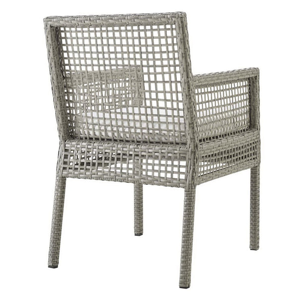 Modway Furniture Aura Outdoor Patio Wicker Rattan Dining Armchair Set of 4 - Stylish, Durable, Weather-Resistant Design Gray White EEI-3594-GRY-WHI