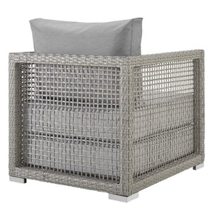 Modway Furniture Aura 3 Piece Outdoor Patio Wicker Rattan Set - Comfortable, Durable, and Easy-to-Maintain Design Gray Gray EEI-3595-GRY-GRY-SET