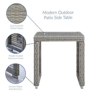 Modway Furniture Aura 3 Piece Outdoor Patio Wicker Rattan Set - Comfortable, Durable, and Easy-to-Maintain Design Gray Gray EEI-3595-GRY-GRY-SET