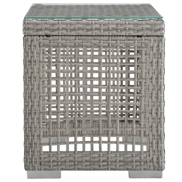 Modway Furniture Aura 3 Piece Outdoor Patio Wicker Rattan Set - Comfortable, Durable, and Easy-to-Maintain Design Gray Navy EEI-3595-GRY-NAV-SET
