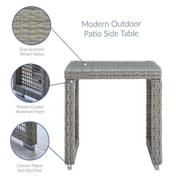 Modway Furniture Aura 3 Piece Outdoor Patio Wicker Rattan Set - Comfortable, Durable, and Easy-to-Maintain Design Gray White EEI-3595-GRY-WHI-SET