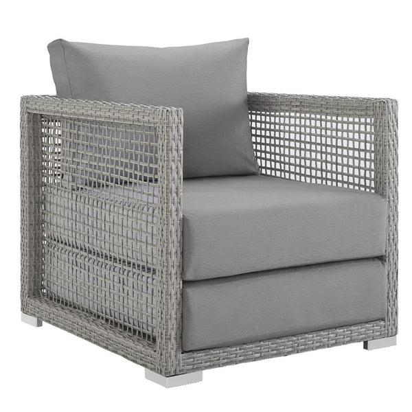 Modway Furniture Aura 3 Piece Outdoor Patio Wicker Rattan Set by Modway - Comfortable, Durable, Stylish Relaxation Solution Gray Gray EEI-3597-GRY-GRY-SET