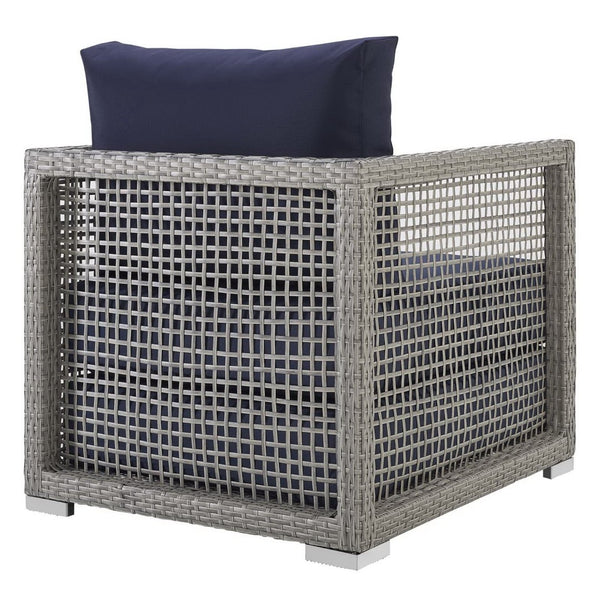 Modway Furniture Aura 3 Piece Outdoor Patio Wicker Rattan Set by Modway - Comfortable, Durable, Stylish Relaxation Solution Gray Navy EEI-3597-GRY-NAV-SET
