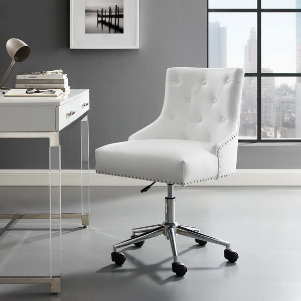 Modway Furniture Regent Tufted Button Swivel Office Chair - Luxurious Faux Leather & Chrome Base for Modern Workspaces EEI-3608-WHI