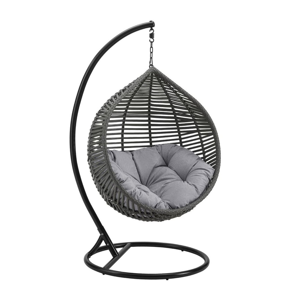 Modway Furniture Garner Teardrop Outdoor Patio Swing Chair - Stylish All-Weather Comfort for Indoor & Outdoor Spaces Gray Gray EEI-3614-GRY-GRY