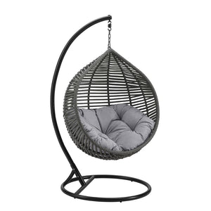 Modway Furniture Garner Teardrop Outdoor Patio Swing Chair - Stylish All-Weather Comfort for Indoor & Outdoor Spaces Gray Gray EEI-3614-GRY-GRY
