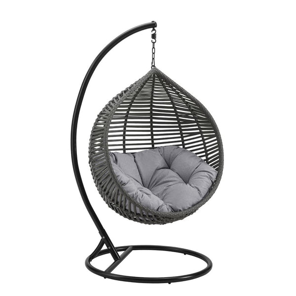 Modway Furniture Garner Teardrop Outdoor Patio Swing Chair - Stylish All-Weather Comfort for Indoor & Outdoor Spaces Gray Gray EEI-3614-GRY-GRY