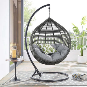 Modway Furniture Garner Teardrop Outdoor Patio Swing Chair - Stylish All-Weather Comfort for Indoor & Outdoor Spaces Gray Gray EEI-3614-GRY-GRY