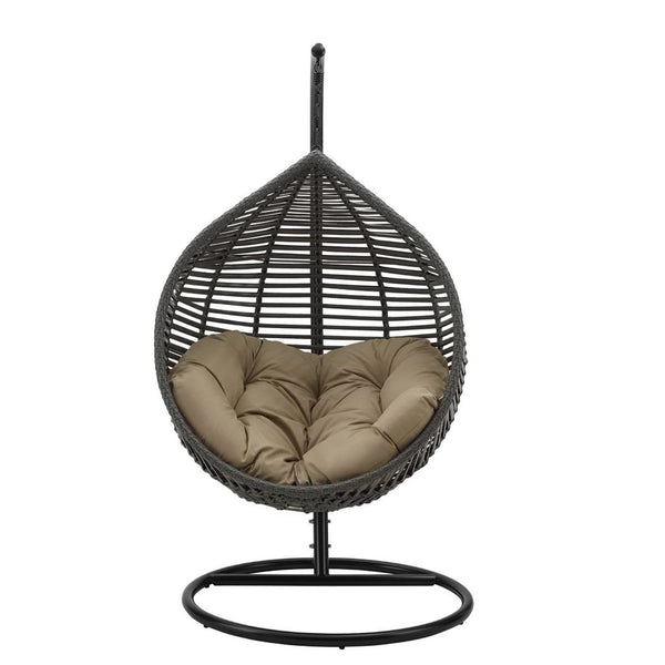 Modway Furniture Garner Teardrop Outdoor Patio Swing Chair - Stylish All-Weather Comfort for Indoor & Outdoor Spaces Gray Mocha EEI-3614-GRY-MOC