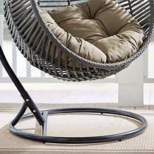 Modway Furniture Garner Teardrop Outdoor Patio Swing Chair - Stylish All-Weather Comfort for Indoor & Outdoor Spaces Gray Mocha EEI-3614-GRY-MOC